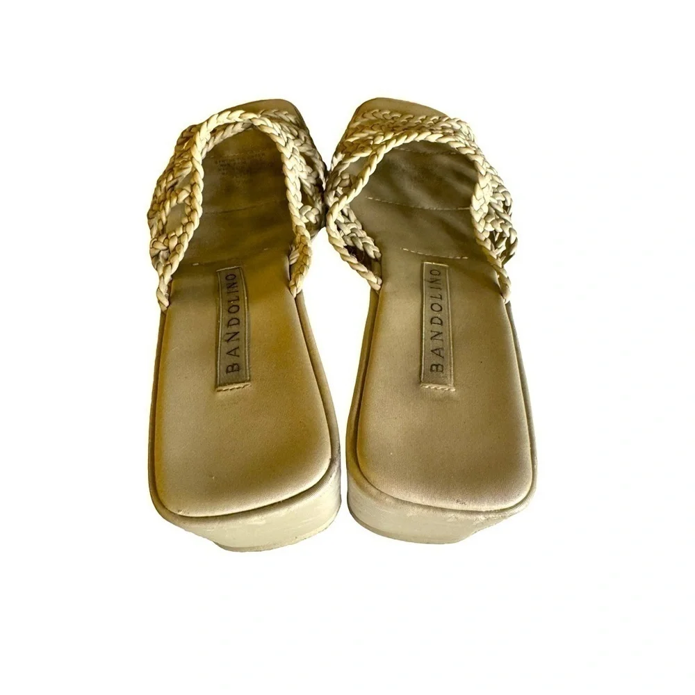 Vintage Bandolino Tan Braided Platform Sandals – Size 7.5